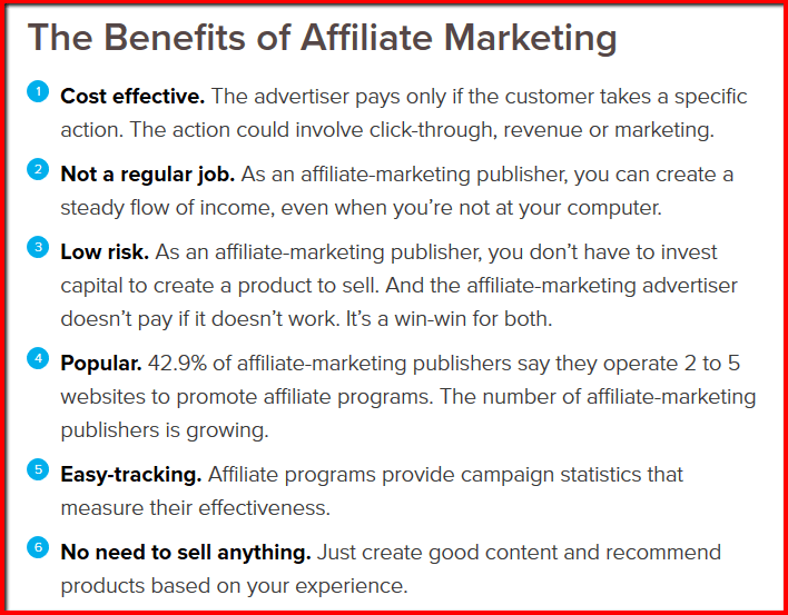 benefits of affiliate marketing